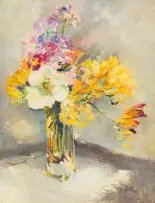 Ruth Squibb, Spring Blooms, oil on board
