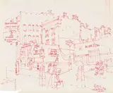 Walter Battiss, Chalk Farm Rd, London, felt tip pen on paper