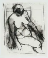 Ruth Levy, Seated Nude, charcoal on paper