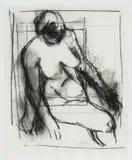 Ruth Levy, Seated Nude, charcoal on paper