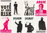 Kudzanai Chiurai, Vote at Own Risk (Black); Who Got It Worse; I Shot the Leader; Abuse of Power; Vote at Own Risk (Red); Disarm; Dismay; Displaced, eight, colour screenprint on paper