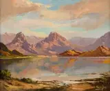 Tinus de Jongh, Mountain Landscape with Lake, oil on canvas