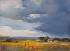Ignatius Marx, Landscape with Farmhouse and Storm Clouds, oil on canvas