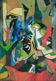 Abstract Composition by Eben van der Merwe, oil on paper, sold Apr 2025
