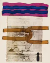 George Boys, Abstract Composition with Purple and Green, oil on paper