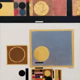 Ernst de Jong, Golden Circles, mixed media on wood panel