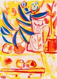 Thijs Nel, Abstract Still Life with Jug and Fruit, colour screenprint on paper