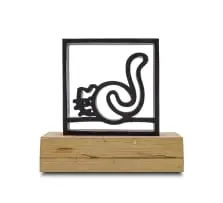 Richard Scott, Cheeky Cat, painted steel, on a painted wooden base