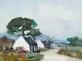 Wessel Marais, Farm Landscape with Cottages