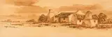 Otto Klar, Cottage in a Landscape, conté on paper