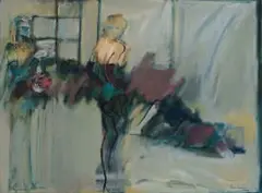 Pam Guhrs Carr, Abstract Composition with Artist and Model, oil on canvas