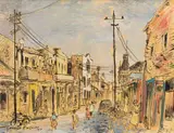 George Enslin, Street Scene, Cape Town, gouache on board