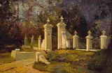 Errol Boyley, Gated Entrance with Trees, oil on canvas laid down on board
