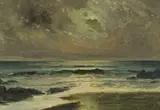 Christopher Tugwell, Coastal Landscape Under the Moonlight, oil on board