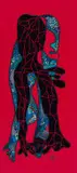 Lizette Chirrime, Abstract Figure, textile and oil paint on canvas