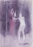 Ruby Swinney, Match Point, 2016, oil on tracing paper