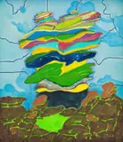 Thebe Phetogo, Untitled (Lowe Pathway), 2020, oil, acrylic and shoe polish on canvas laid down on board