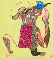 Cristiano Mangovo, Menina A Cartar Agua (A Girl Drawing Water), oil and fabric on canvas