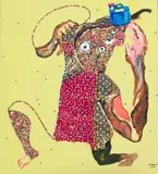 Cristiano Mangovo, Menina A Cartar Agua (A Girl Drawing Water), oil and fabric on canvas