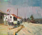 Sidney Goldblatt, Street Scene, oil on canvas