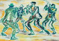 Gerard Sekoto, Penny Whistlers, watercolour and gouache on paper