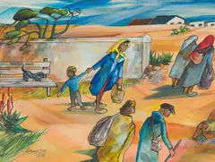 Peter Clarke, Not For Us, gouache on paper laid down on board