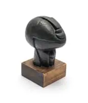 Tilted Head (EL 2) by Ezrom Legae, 1965, bronze, on a wooden base, offered Apr 2025