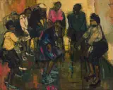 Ephraim Ngatane, Jiving, oil on board