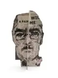 William Kentridge, Head I, Four Paper Heads Series, 2007, lithography, letterpress, scanned book pages, hand-colouring and chine collé