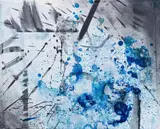 Matthew Hindley, Blue Dot I (recto); Young Woman Crying at the Defeat of Hillary (verso)