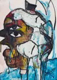 Blessing Ngobeni, Abstract Profile, mixed media on canvas