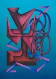Black Koki, Machine Learning, spray paint and acrylic on canvas