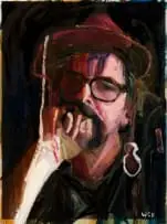 Wayne Barker, Self Portrait, oil on tracing paper