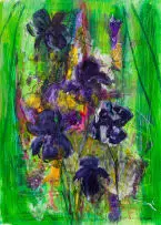 Judy Conway, Iris I, mixed media on paper laid down on board