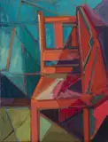 Anthony Cawood, Chair with Jacket, from the Chair Series, oil and wax on canvas