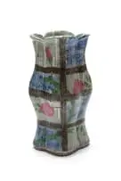 Hylton Nel, Vase with climbing roses and lattice motif, painted and glazed ceramic