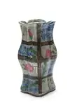 Vase with climbing roses and lattice motif by Hylton Nel, painted and glazed ceramic, sold Nov 2024