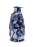 Ruan Hoffmann, Vase decorated with blue and white swirls, earthenware decorated with porcelain slip and underglaze