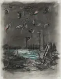 William Kentridge, Untitled (Drawing from The Deluge Series), chalk pastel and charcoal on paper