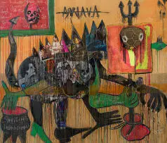 Arriava by Blessing Ngobeni, mixed media on paper, sold Nov 2024