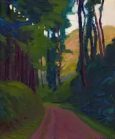 Bertha Everard, A Roadway, oil on canvas laid down on board