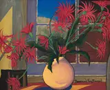 Rosamund Everard-Steenkamp, Barberton Daisies, oil on canvas laid down on board
