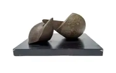 Edoardo Villa, Man and Wife, bronze with a brown patina, on a painted wooden base
