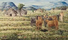 Helen Sebidi, "Taking them out to Graze" Near Jericho TVL, oil on board