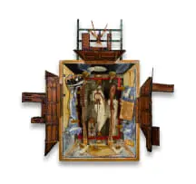 David Brown, Wall Piece, mixed media and found objects on board in the artist's handmade frame
