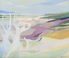 Edith Florence Bullen, Abstract Landscape with Dead Trees, oil on board