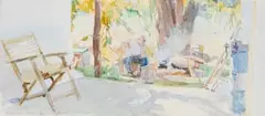 Francois Roux, Chair on the Stoep, watercolour on paper