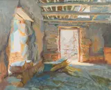 Francois Roux, Barn Interior, oil on canvas