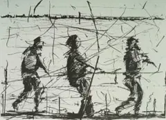 Asanda Dredunik Kupa, Confrontation, lithograph on paper