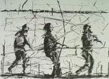 Asanda Dredunik Kupa, Confrontation, lithograph on paper
